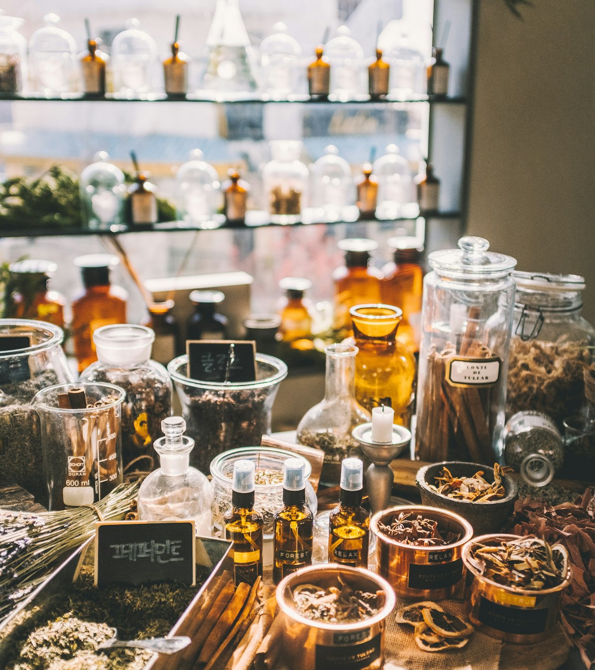 Vedatma pharmacy — herbal preparations in jars